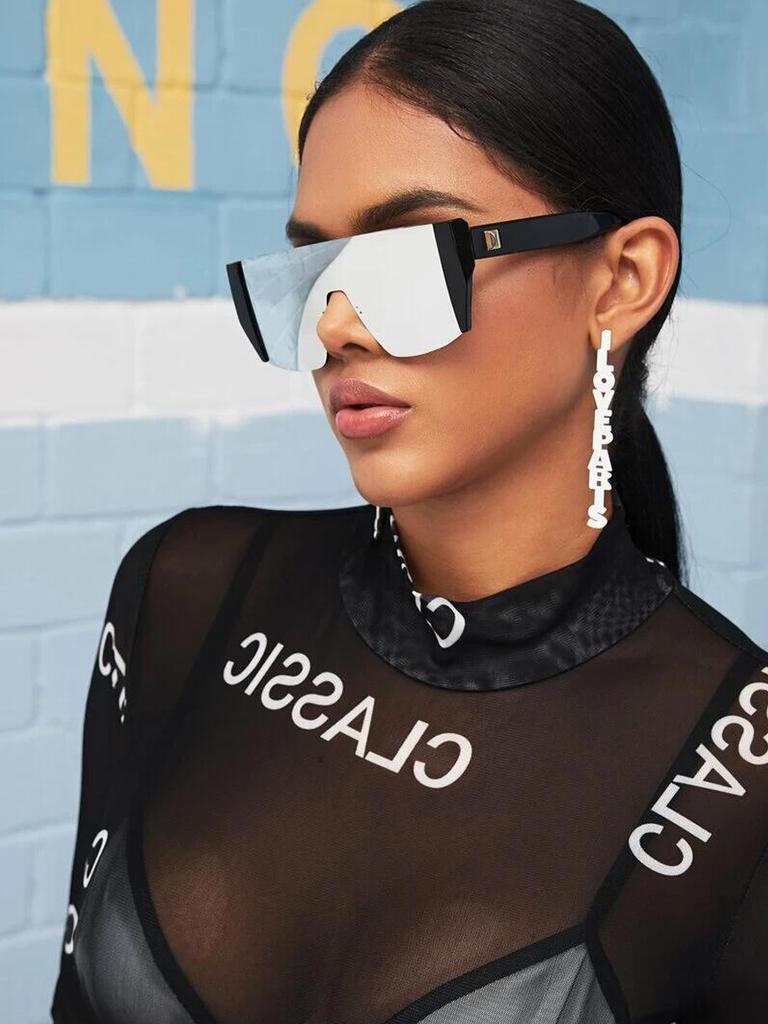 Flat Top Classic Square Sunglasses Woman Brand Designer Shield Punk Mirror One Piece Eyewear Coating Shades UV400