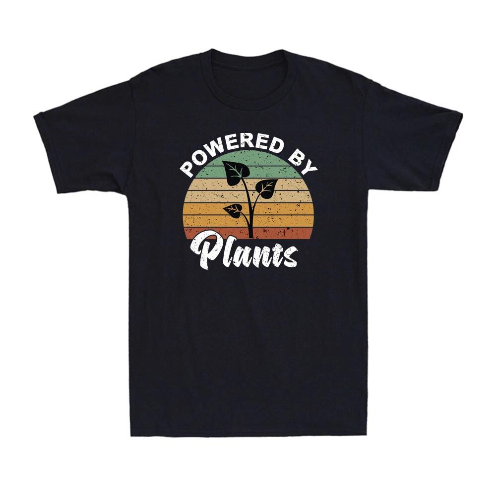 Powered By Plants Shirt Vegan Vegetarian Plant Lover Farmer Retro Men s T-Shirt XXXXL