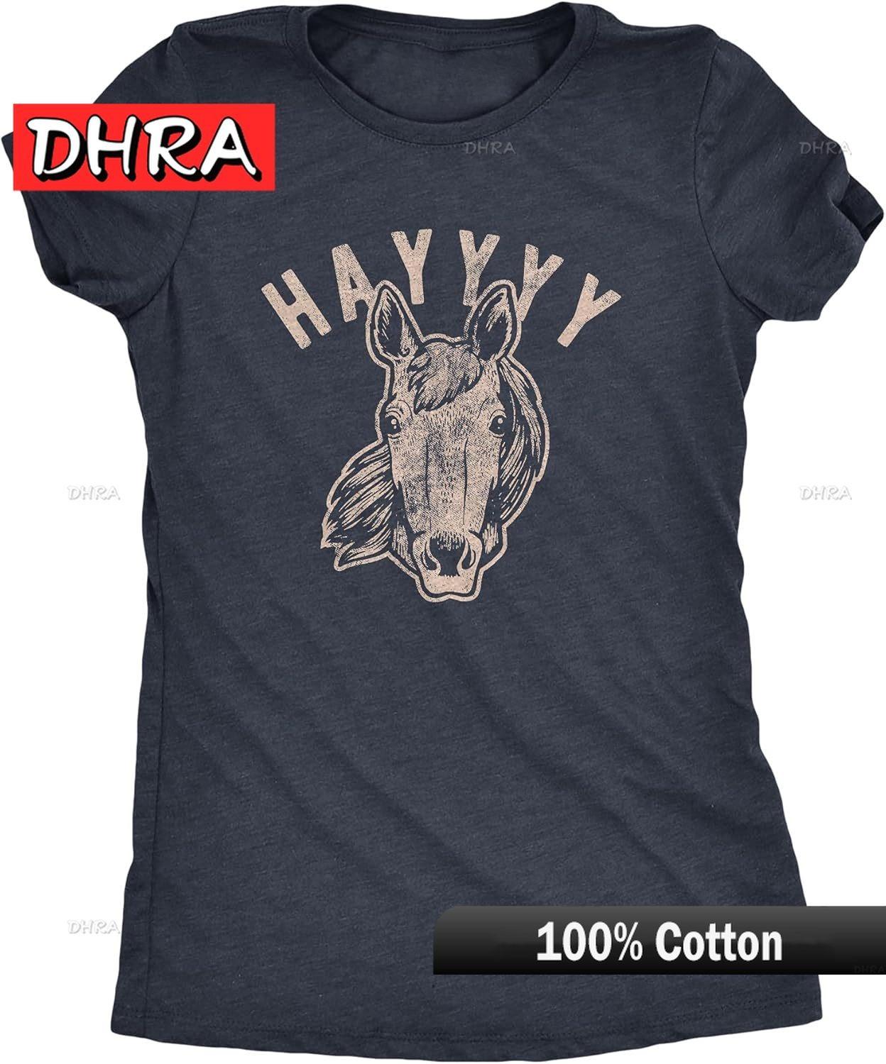 

Womens Hayyy T Shirt Funny Hay Is for Horses Hello Sarcastic Hilarious Graphic Novelty Tee Retro Trendy Urban Cool Trippy Cute 4XL