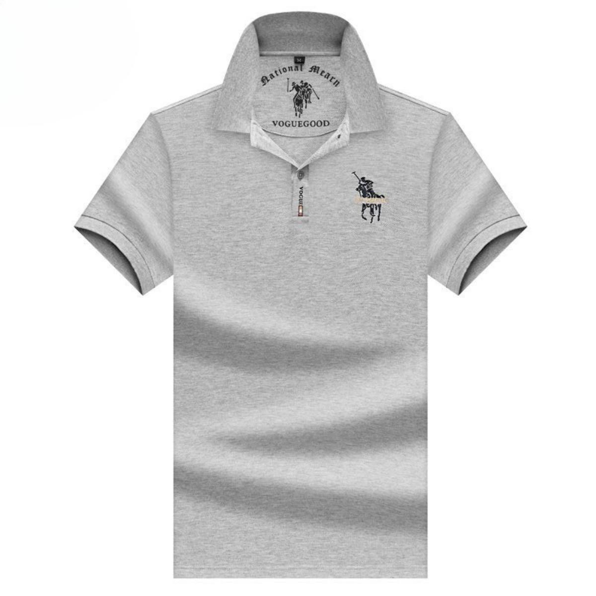 

Поло Trend Hub Новая мужская футболка-поло с коротким рукавом Мужская вышивка Повседневная деловая футболка-поло 58 серый