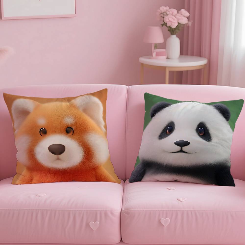 Kwaii Anime P-Party Animals Pillow Case Anti-dustmite Pillowcase Invisible Zipper Silky Short Plush Sofa Cushion Cover