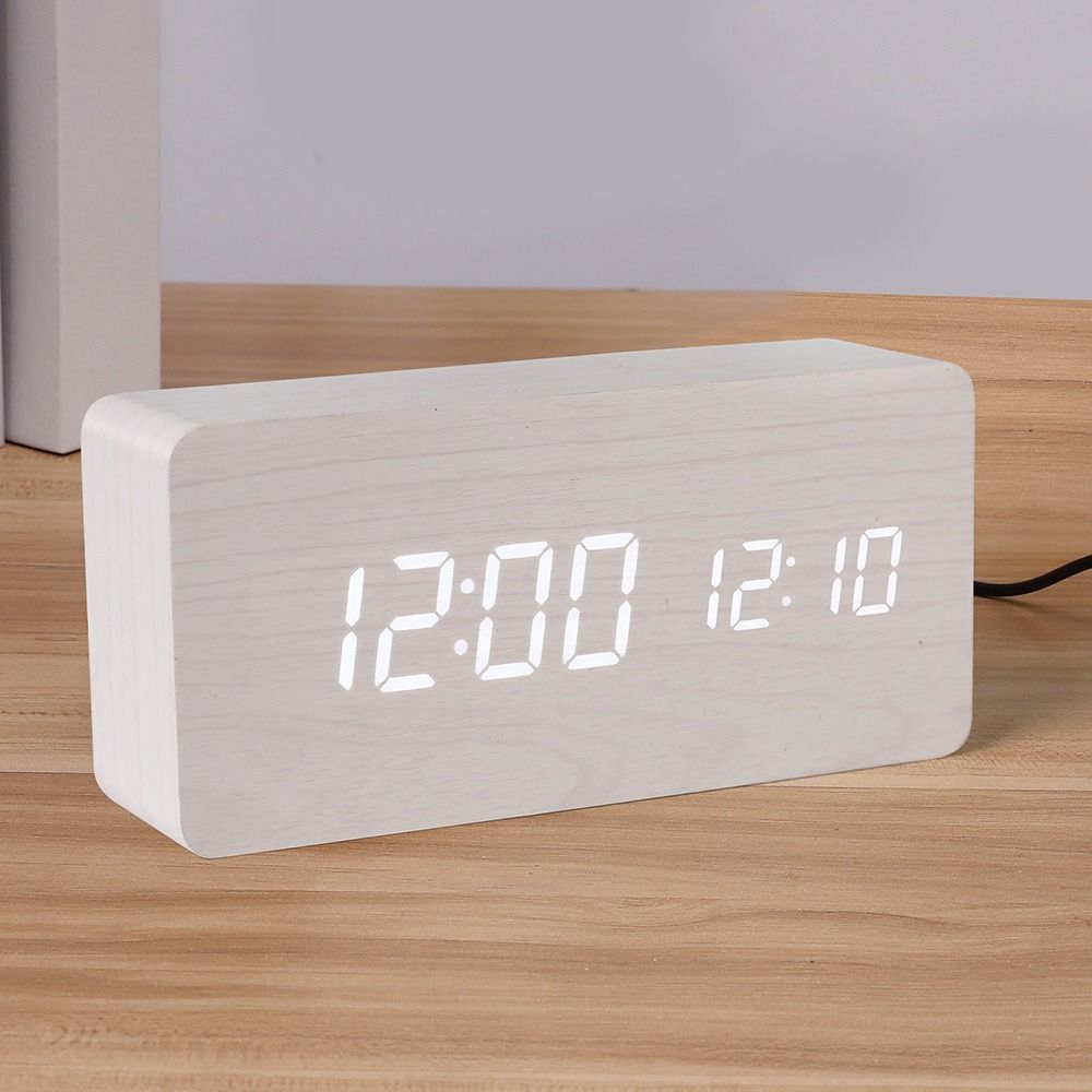 Multi-functional Digital Clock Wood Smart Alarm Clock Versatile Desktop Clock Desk Use