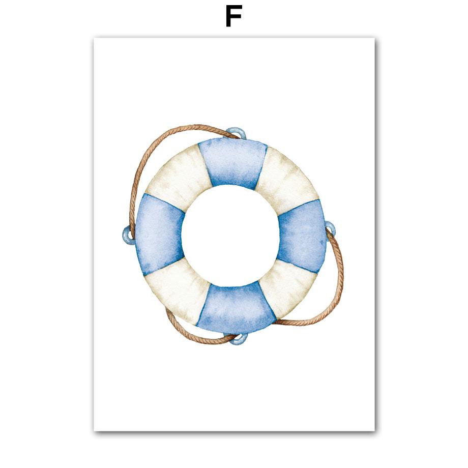 

Парусник Маяк Рыба Морская детская настенная живопись на холсте Плакаты на скандинавскую тему и принты настенные панно Декор для детской комнаты A4 21X30cm No Framed