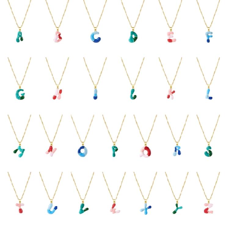 Lebendiger Buchstabenanhänger Legierung Halskette Party Wear Essential Zarte Schlüsselbeinkette Geschenk für Freund Geburtstage