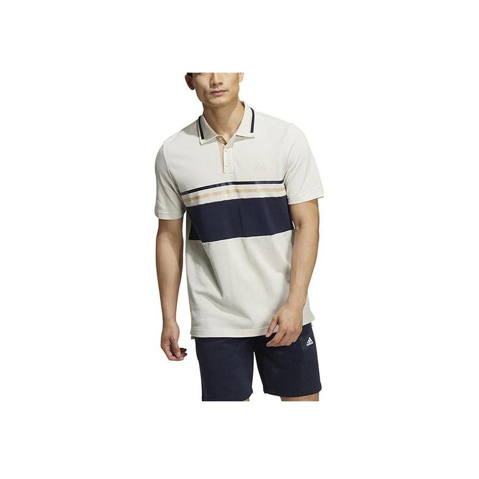 

Adidas Colorblock Повседневная полосатая рубашка-поло с воротником Мужские топы Белые HZ7042 M