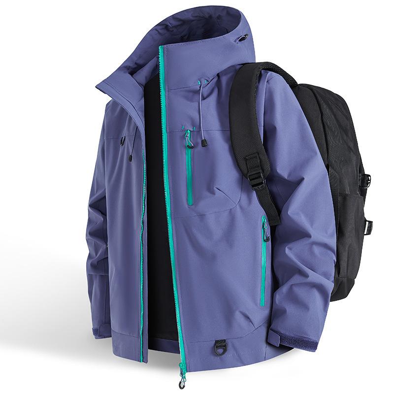 New Windbreaker Three-proof Outdoor Mountaineering Jacket Jacket Men and Women Loose Casual Hooded Jacket Couple