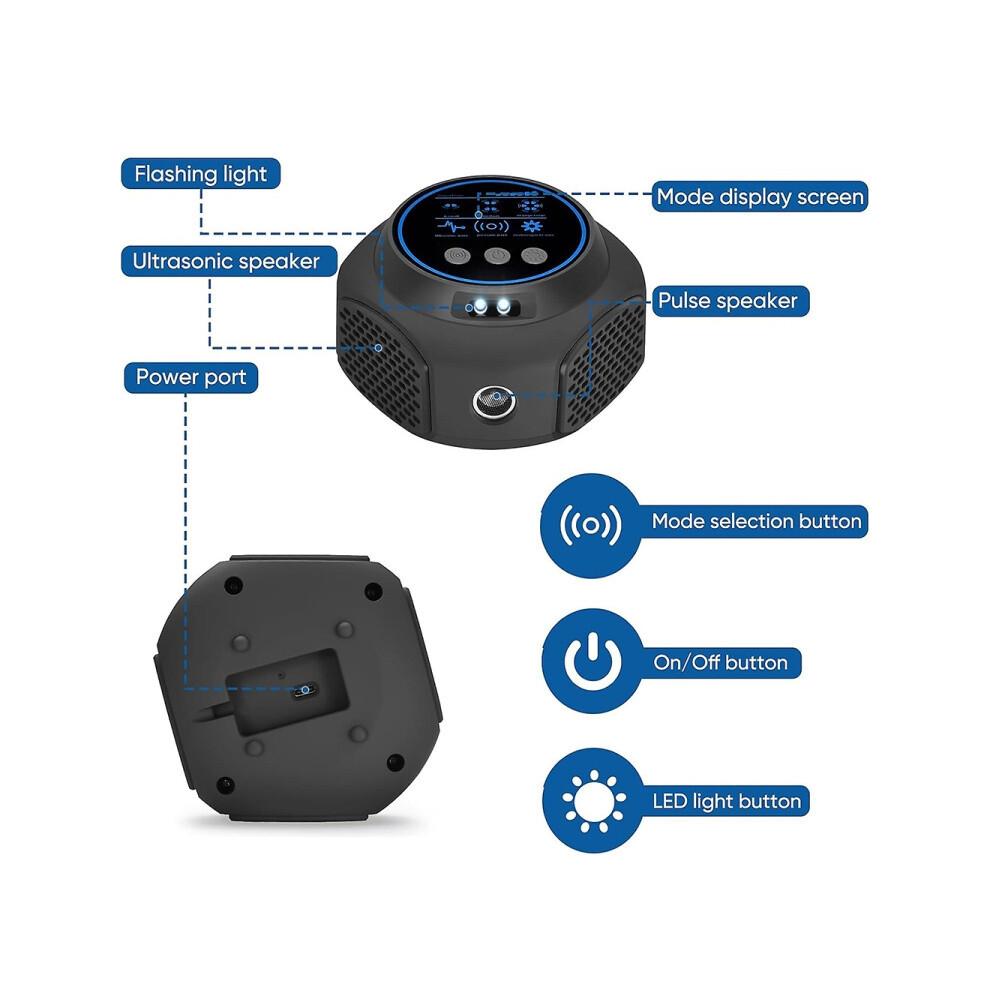 Répulsif à souris d'intérieur intelligent à ultrasons multidimensionnel à fréquence variable (noir)