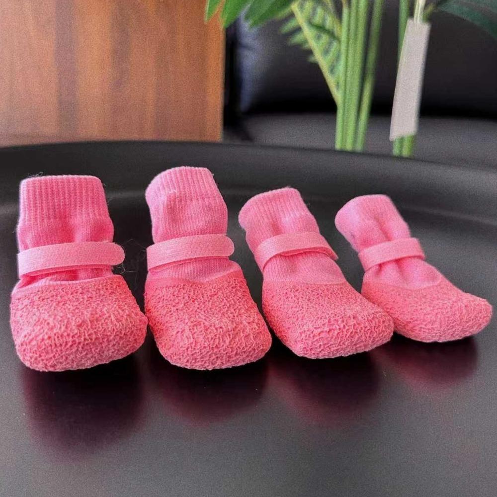 4PCS Adjustable Dog Foot Cover Breathable Anti-slip Pet Socks Pet Supplies Dog Mesh Shoes Snow