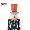 Pumpkin Basket Table Centerpiece Halloween Nutcracker Wooden Figurine, Hand-Painted Skeleton Soldier Ornament, Retro Creepy Mantel Decoration