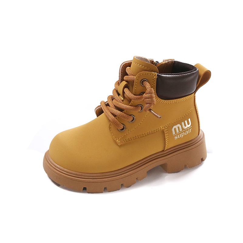 

Модные однотонные детские ботинки Мартин 2025 осень взрыв детские одинарные ботинки универсальные повседневные кожаные ботинки для мальчиков 27-31 yards, 5 pairs in one hand жёлтый