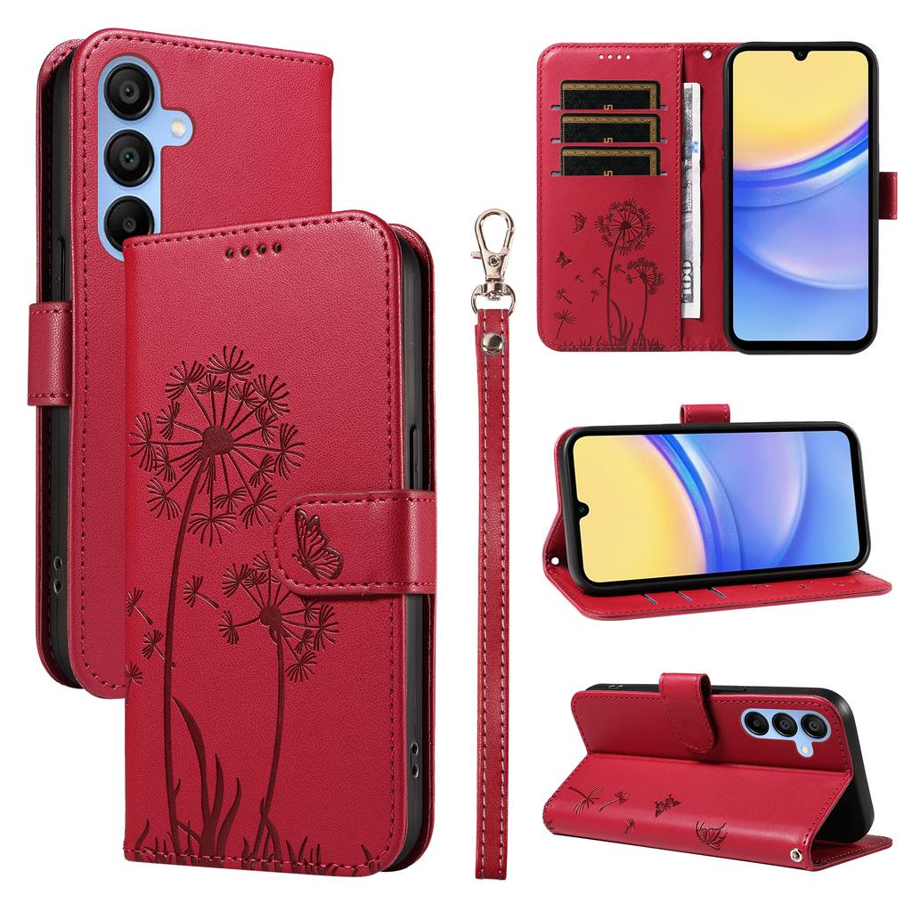 For Samsung Galaxy A15 5G Leather Case Wallet Phone Cover Dandelion Imprint