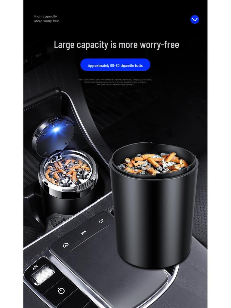 Dongfeng Car Ashtray: Stainless Steel, Flip-Top, Trendy Design