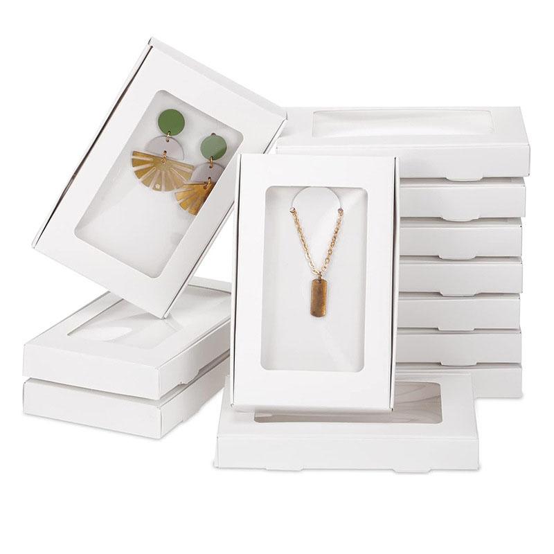 

WTEMPO Прозрачная бумажная упаковка для ожерелий, браслетов, ювелирных изделий, складные подарочные коробки для сережек, брелоков, идеально подходящие для дня рождения, свадьбы 15pcs хаки