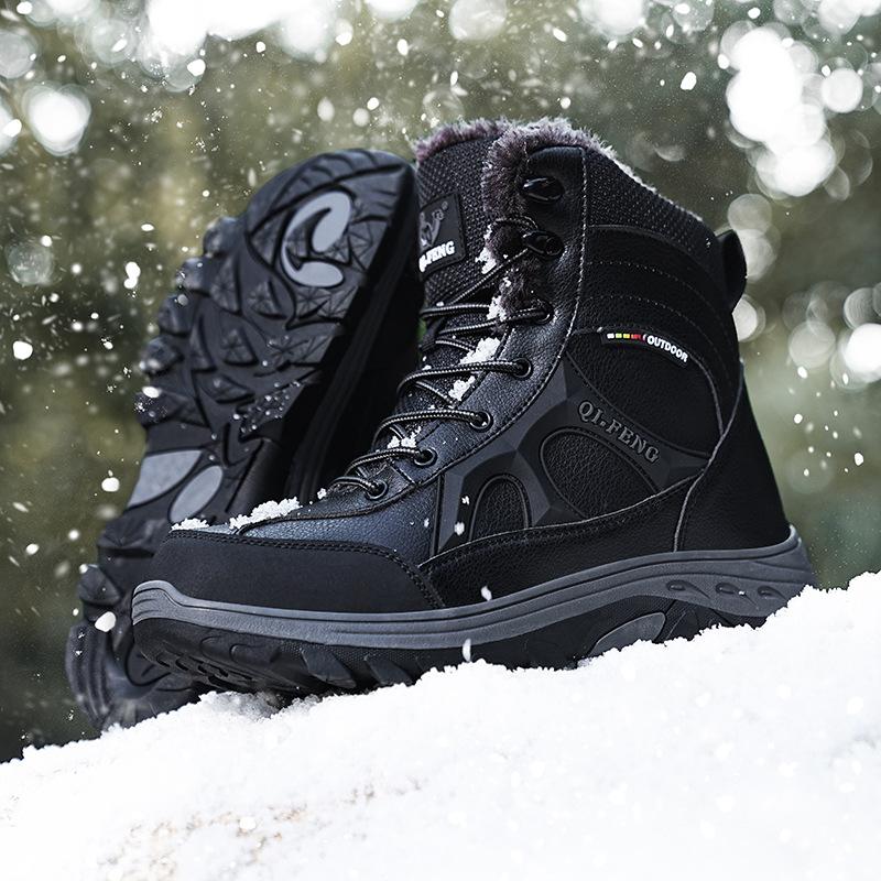 Cross-border Winter New Outdoor Snow Boots Velvet Warm High-top Cotton Shoes Non-slip and Wear-resistant Men's Shoes Waterproof Hiking Shoes