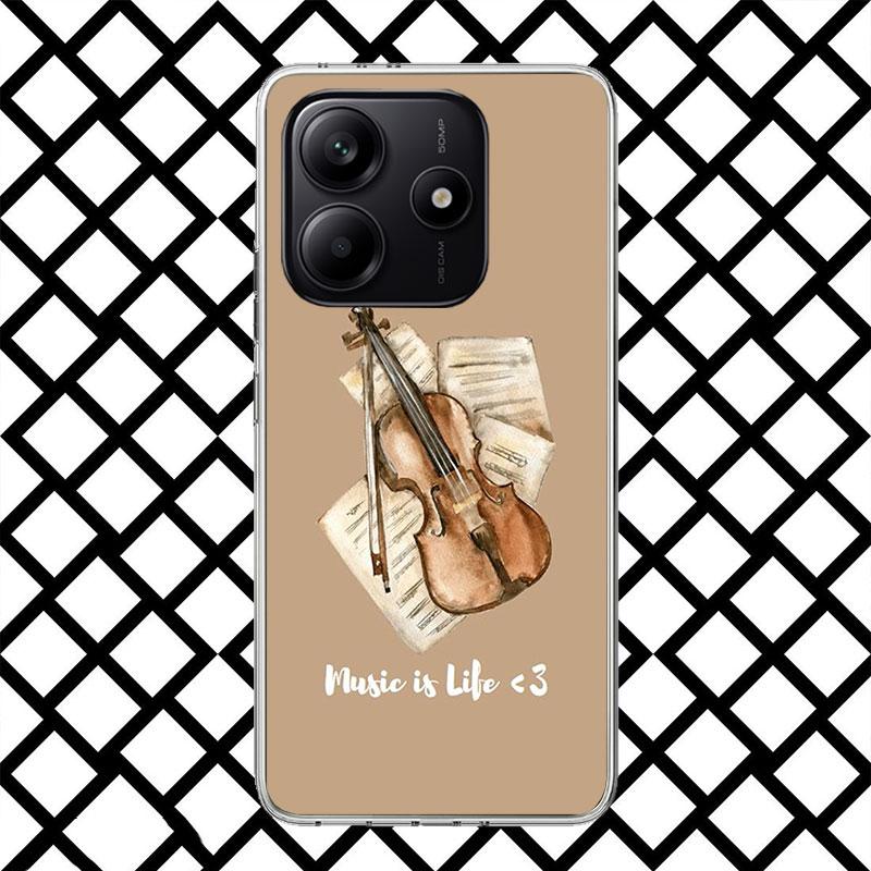 Music Violin Phone Case for Xiaomi Redmi Note 15 14 14S 13 12 12S 11 Pro Plus 11E 11T 11S 10S 5G Soft Cover Fundas Redmi Note 14