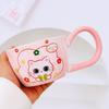 Kitten with Spoon Cute Cartoon High Value Large Capacity Souvenir Mug Girl Couple Ceramic Cup Set