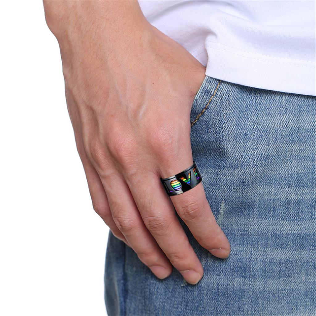 Herren Regenbogen Bunt Ring Gay Frauen Hohl Liebe Lesbisch Edelstahl Band Ringe Schmuck Geschenke