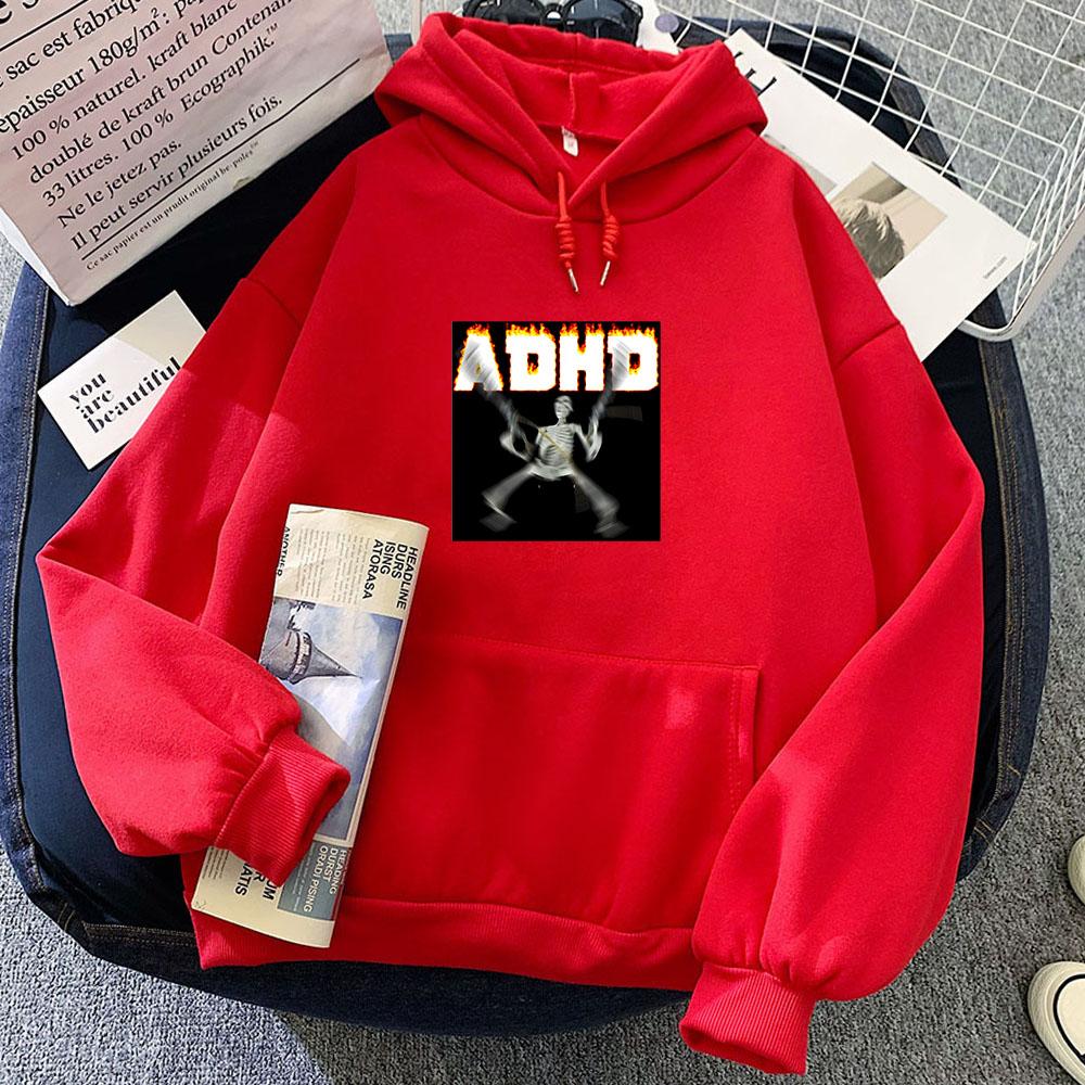 Adhd Skeletn Meme Funny Printed Hoodie Pop Casual Sweatshirt for Autumn/Winter Retro Clothing Gothic Pullovers