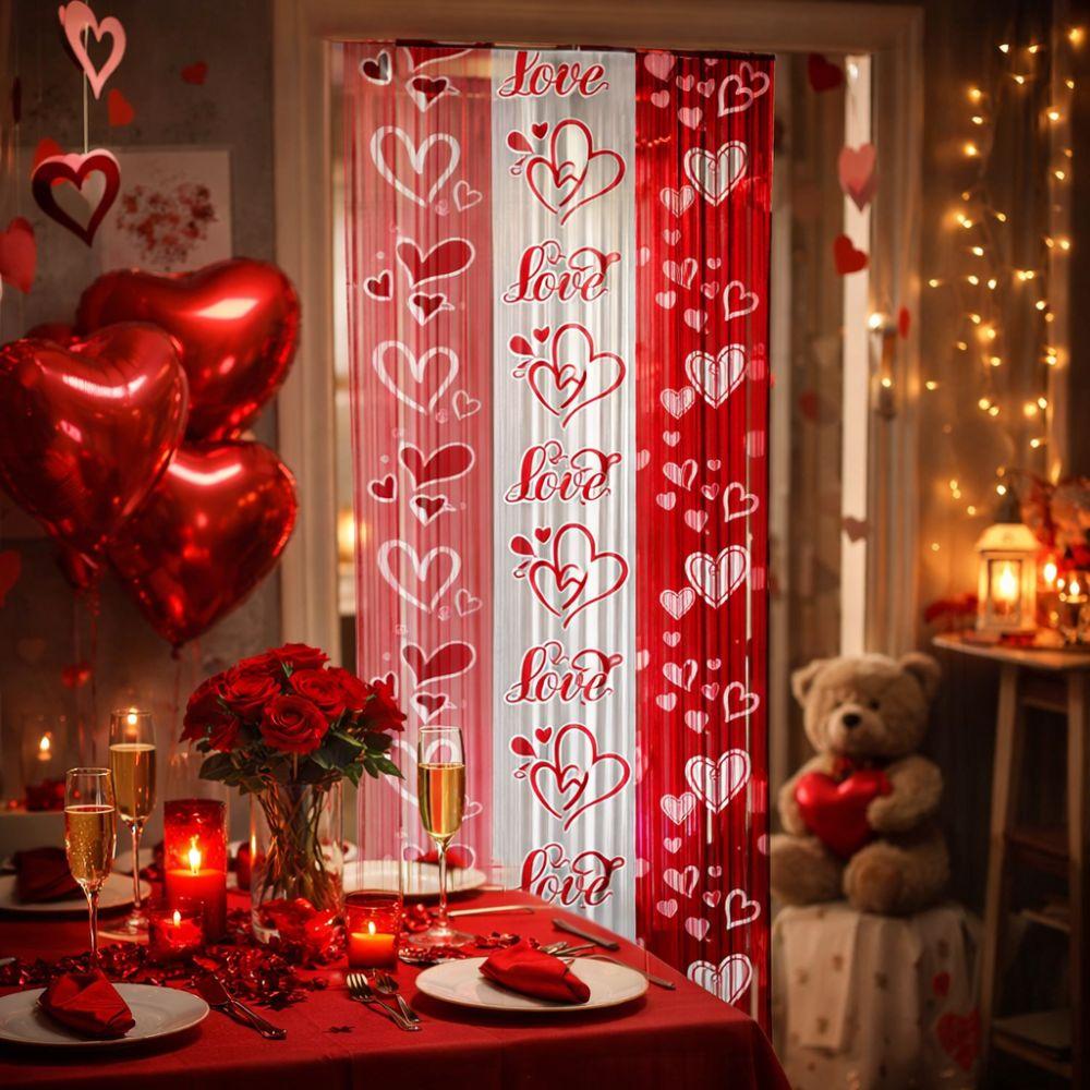 1×2 cm Valentine's Day Rain Curtain Sparkling Romantic Heart-shaped Hanging Curtain Exquisite PET Photo Backdrop Decor