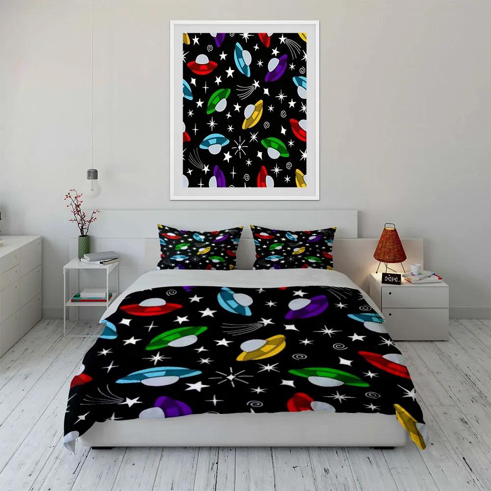Colorful Space Theme Decor Set Soft Comfortable Duvet Cover Bedding Set Included 1*Duvet Cover & 2*Pillowcases Gift