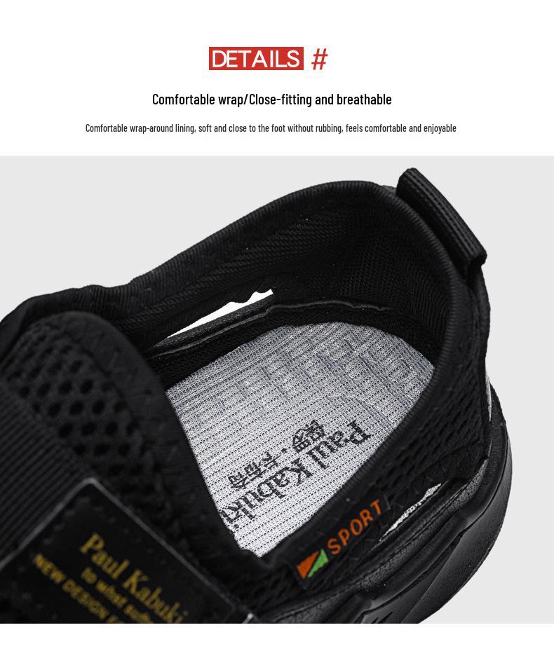 Men's 2024 Summer Genuine Leather Mesh Sandals - Breathable Soft Sole Casual Beach Shoes