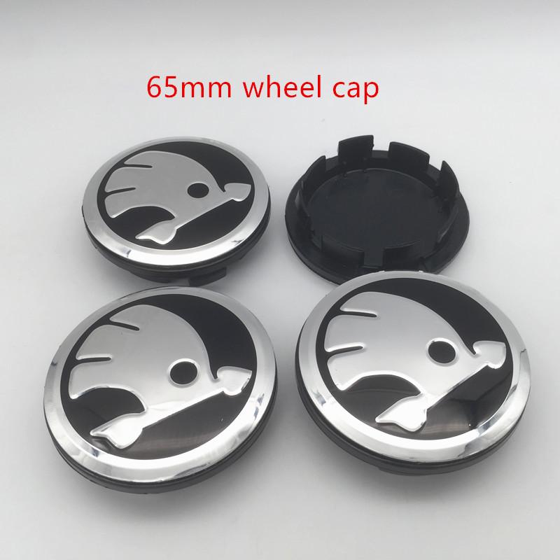 LOLL4 4pcs For Skoda black/green 56mm 60mm 65mm 68mm Car emblem Wheel hub Center Cap Badge covers sticker Decals Styling accessories