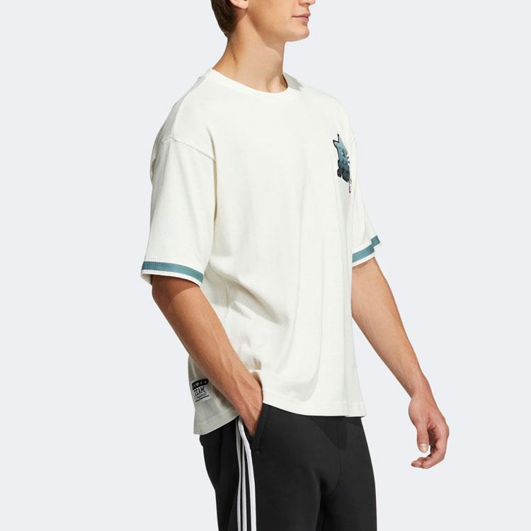 Adidas Logo Print Crew Neck Short Sleeve T-Shirt Unisex Tops White HS2016