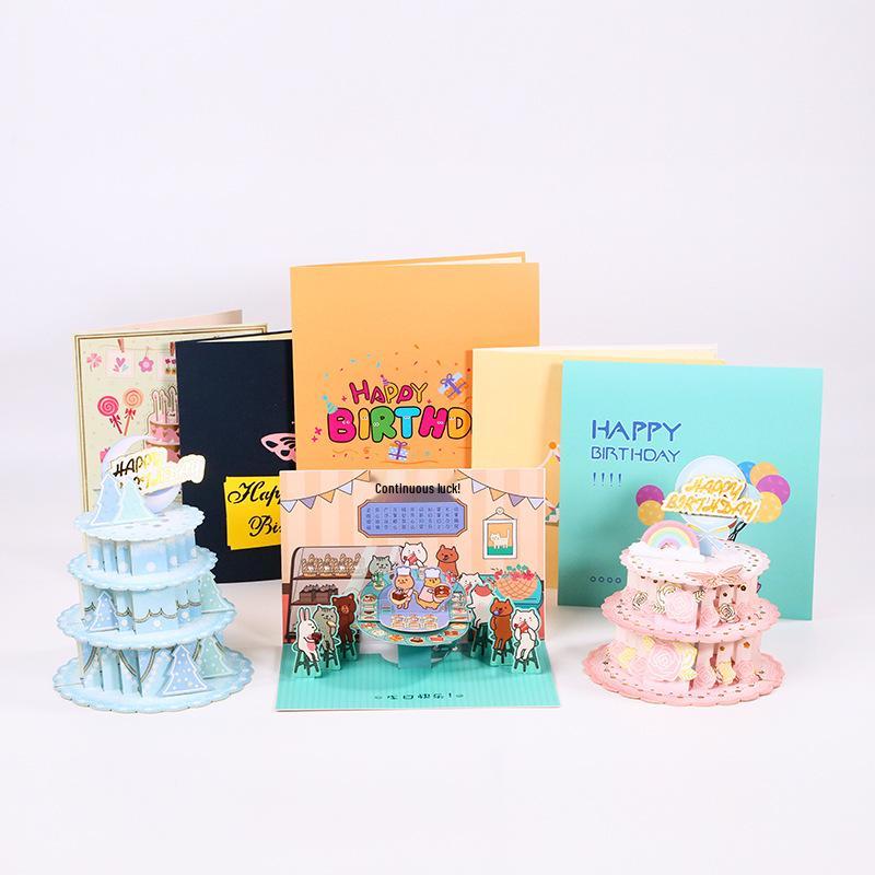 Cultural & Creative Birthday Pop-up Card - Party Blessing & Handmade Student Cake Gift