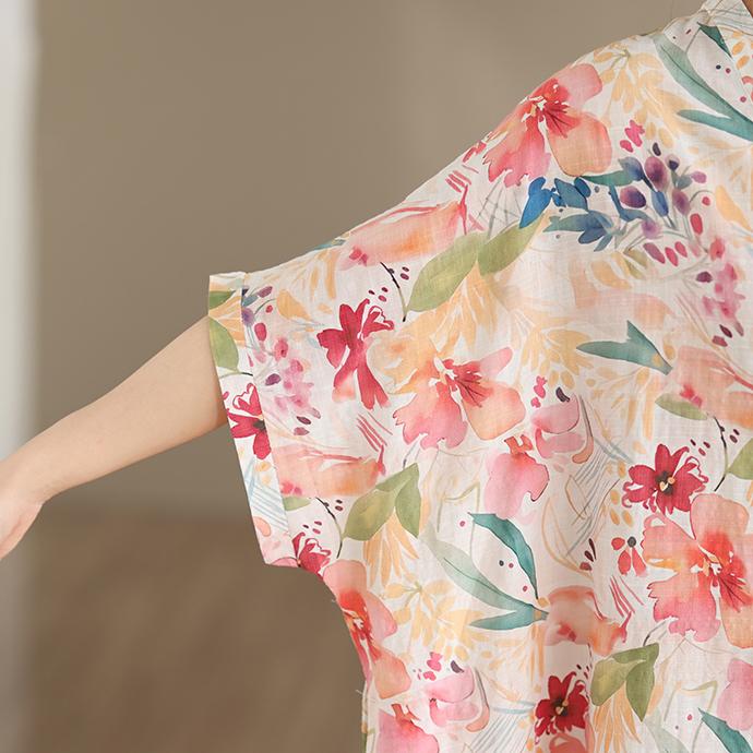 DIMANAF New 2026 Women Plus Size Summer Casual Loose Long Dress Cotton Oversize Maxi Floral Print Beach Sundress