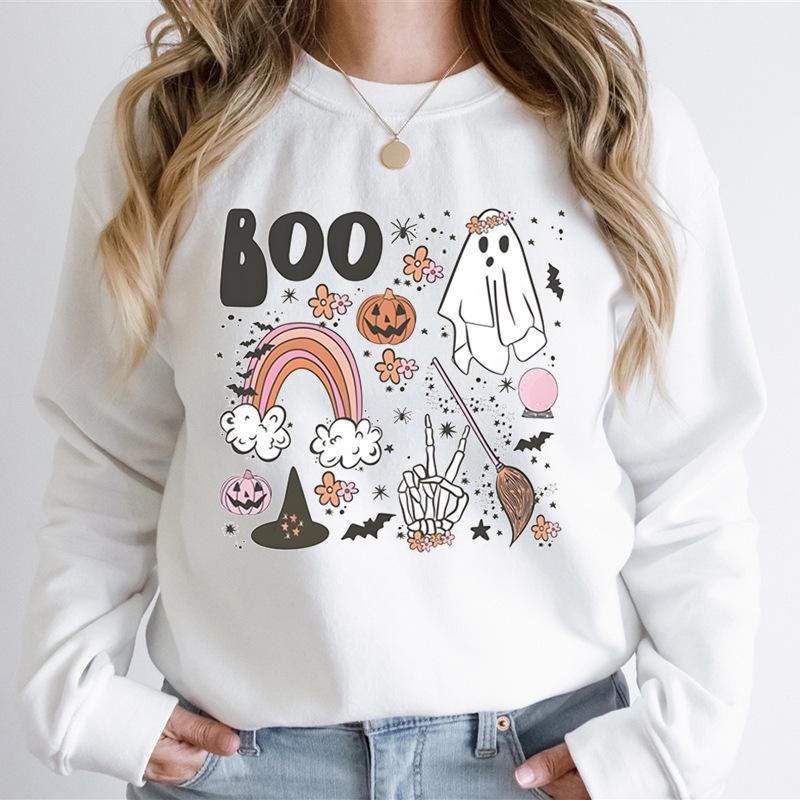 Sudadera de Fantasma de Halloween para Mujer Calabaza Esqueleto