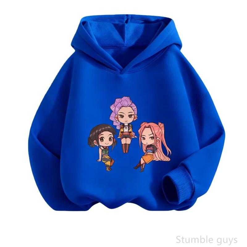 Durable Kpop Hooded Sweatshirt Children Spring Autumn Anime Long Sleeve Hoodie Lightweight Casual Outdoor Streetwear