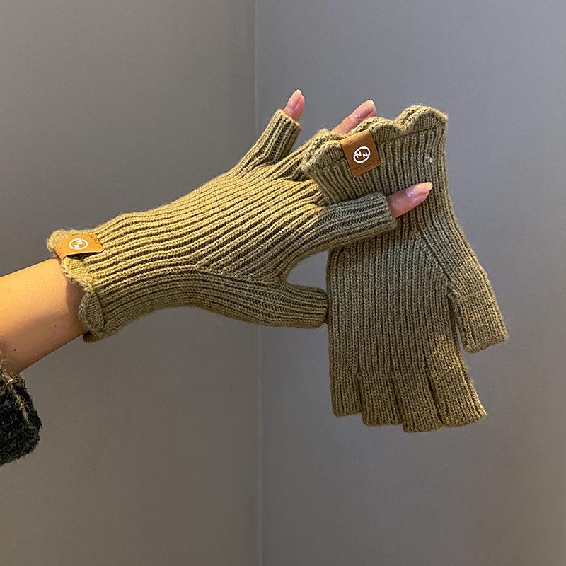 

Mink Fleece Half Finger Gloves For Women S Soft Winter Warm Luxury Solid Color Plush Knitted Fingerless Gloves Mitten 19x7 cm