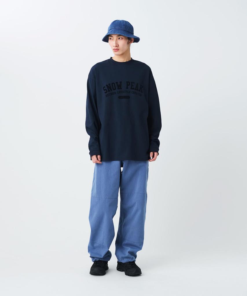 Varsity Logo Long Sleeve for Men and Dark Size M [Snow Peak] T-Shirt TS-26SU002 Long-sleeved T-shirt Women, Navy,
