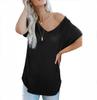 Women Summer T Shirts Casual Loose Fit V Neck Short Sleeve Basic Tee Top