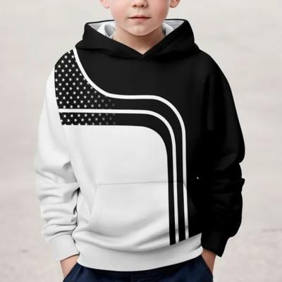 Lente en herfst nieuwe kinderkleding ster 3D-geprinte lange mouwen capuchontrui jongens casual ademende sportkleding