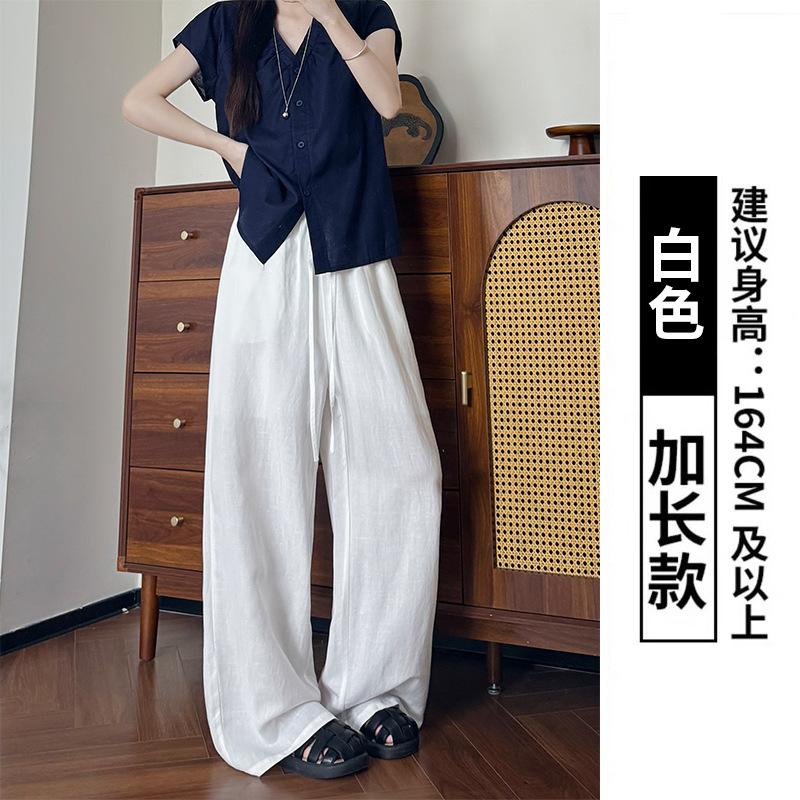 All-inclusive edge-washed Tencel linen wide-leg pants women's summer new drape and thin straight pants linen cotton casual trousers