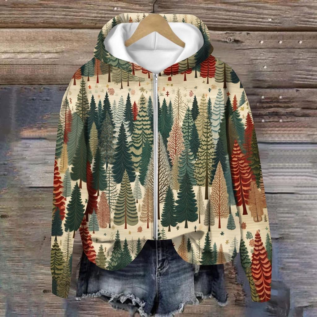 Jackets For Women Long Sleeve  Zip Up  Print Outerwear Casual Jackets