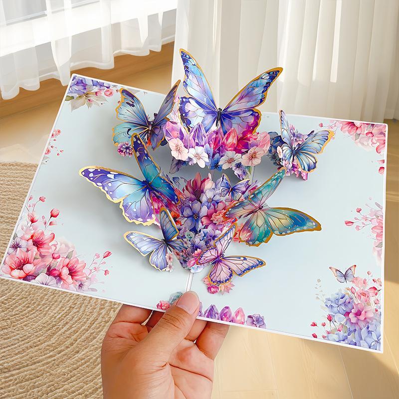 3D Fold Out Butterfly Flower Greeting Card Handmade High Quality Paper Up Card for Graduation Business Holiday Gifts