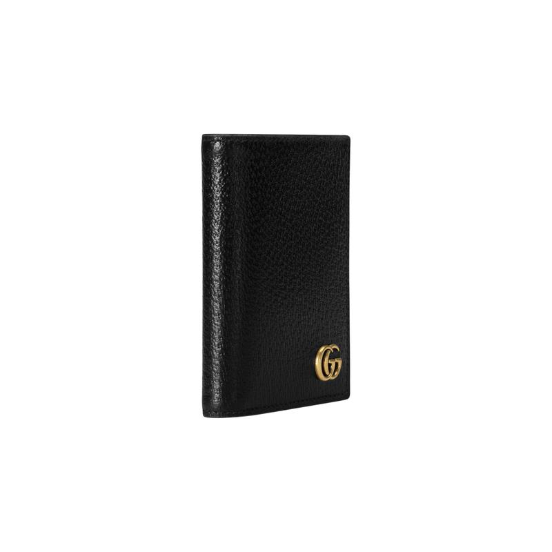 Gucci GG Marmont Distressed Classic Double G Logo Leather Wallet Men's Black