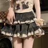 Fusta mini neagră cu volane Y2K Femei Fuste cu pliuri din mozaic coreeană Japoneză Kawaii cu talie înaltă Fusta se potrivește cu o linie