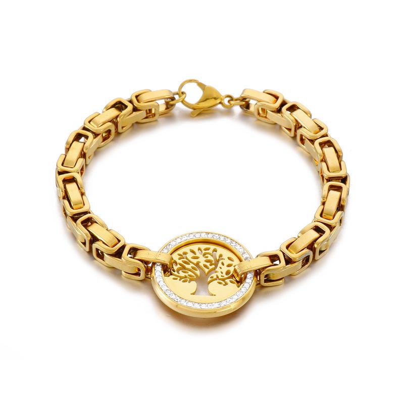 Kalen European-American Tree of Life Titanium Steel Diamond Bracelet for Women