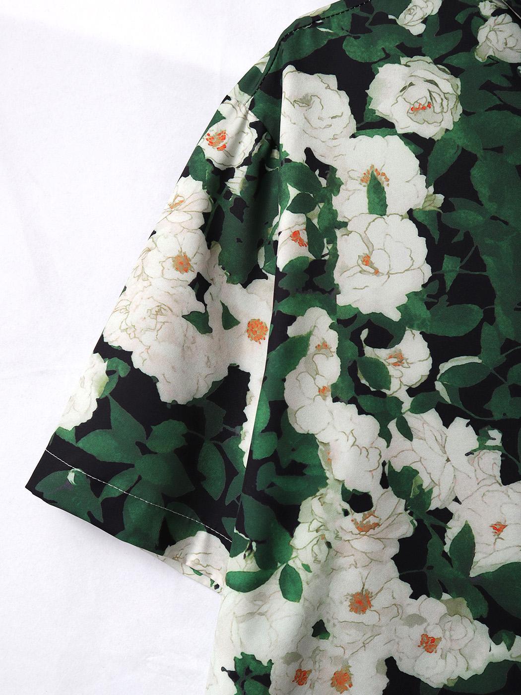 Свободная свободная рубашка с коротким рукавом и цветочным принтом авокадо — фото 4