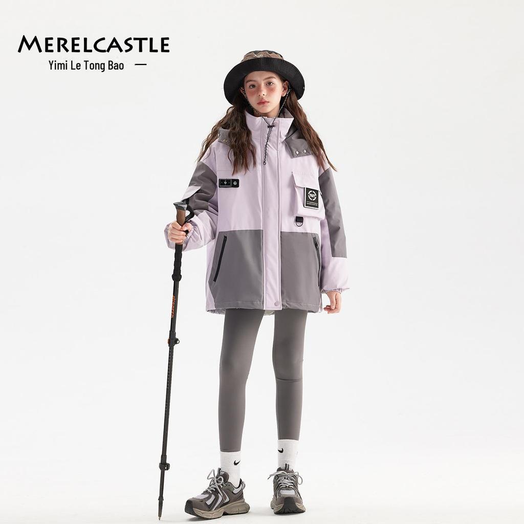 2024 Girls' Winter 3-in-1 Down Jacket - Windproof, Waterproof, Detachable for Big Kids