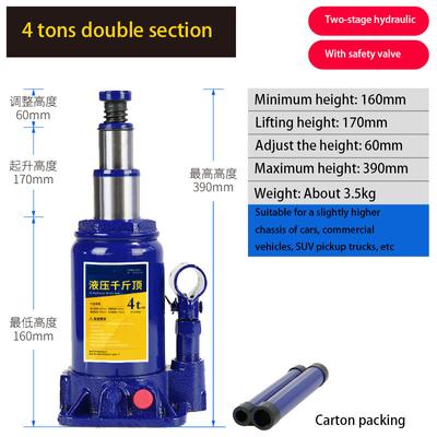 Martinetto Idraulico Verticale con Valvola di Sicurezza 4 Tonnellate Versione Bassa del Cricchetto per Auto Altezza Massima 390mm Parte Strumento