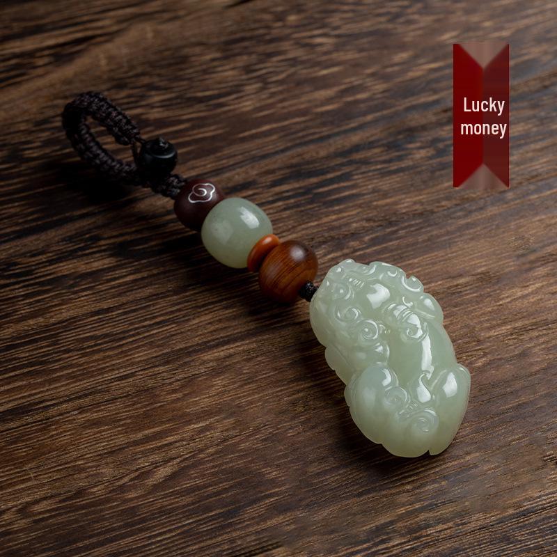 Hetian Jade Pixiu Schlüsselanhänger Anhänger: Elegante Steinperle für Männer & Frauen