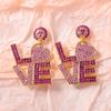 New Valentine's Day Series Letter Zircon Temperament Fashion Trend Versatile Earrings Jewelry Women