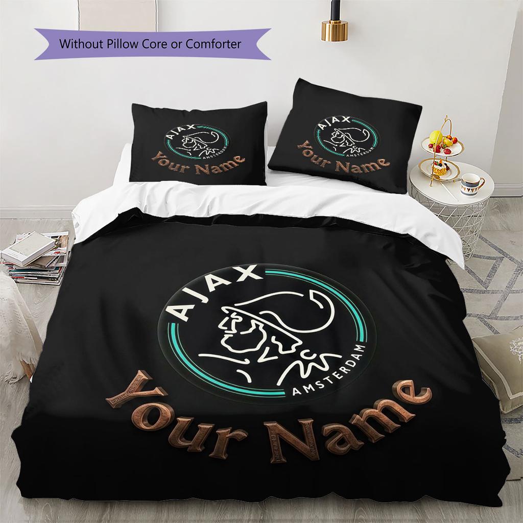 AFC Ajax Custom Name Pattern Bedding,Quilt Set Quilt Cover Pillowcase Home Birthday Gift(1 * Duvet Cover + 2 * Pillowcase, Without Core)
