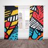 2 Pcs Geometric Graffiti Print Curtains,suitable for Bedroom,living Room Kitchen Decoration,home Decoration,window Decoration