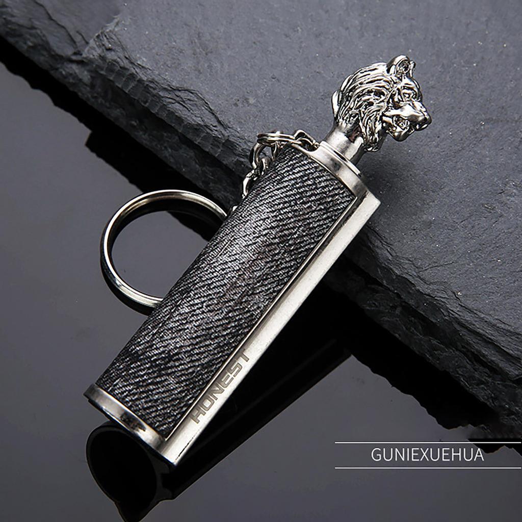 Outdoor Portable Lighter Bottle Keychain With Containing Cotton Core