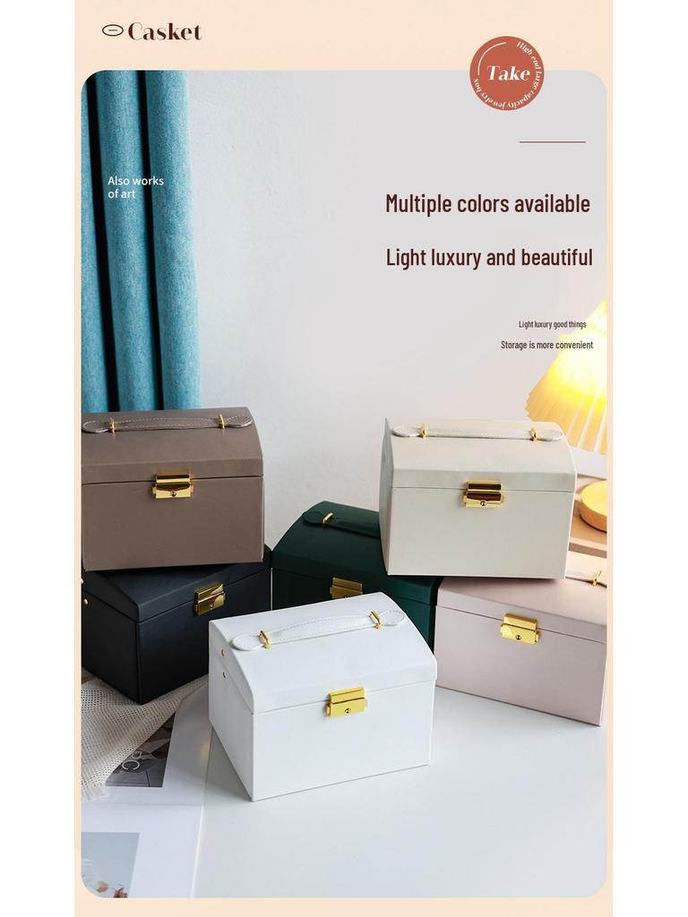 High-Capacity Multi-Layer Jewelry Organizer Box with Lock & Mirror